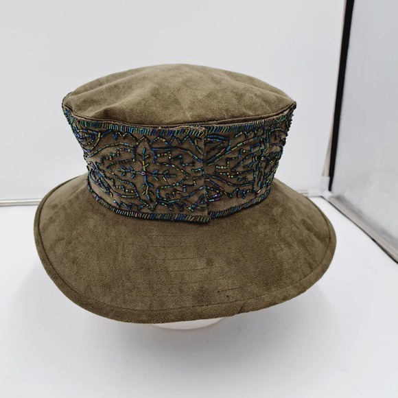 Whittall & Shon Womens Hat Green Fancy Tea Party Brim High Crown main image 5